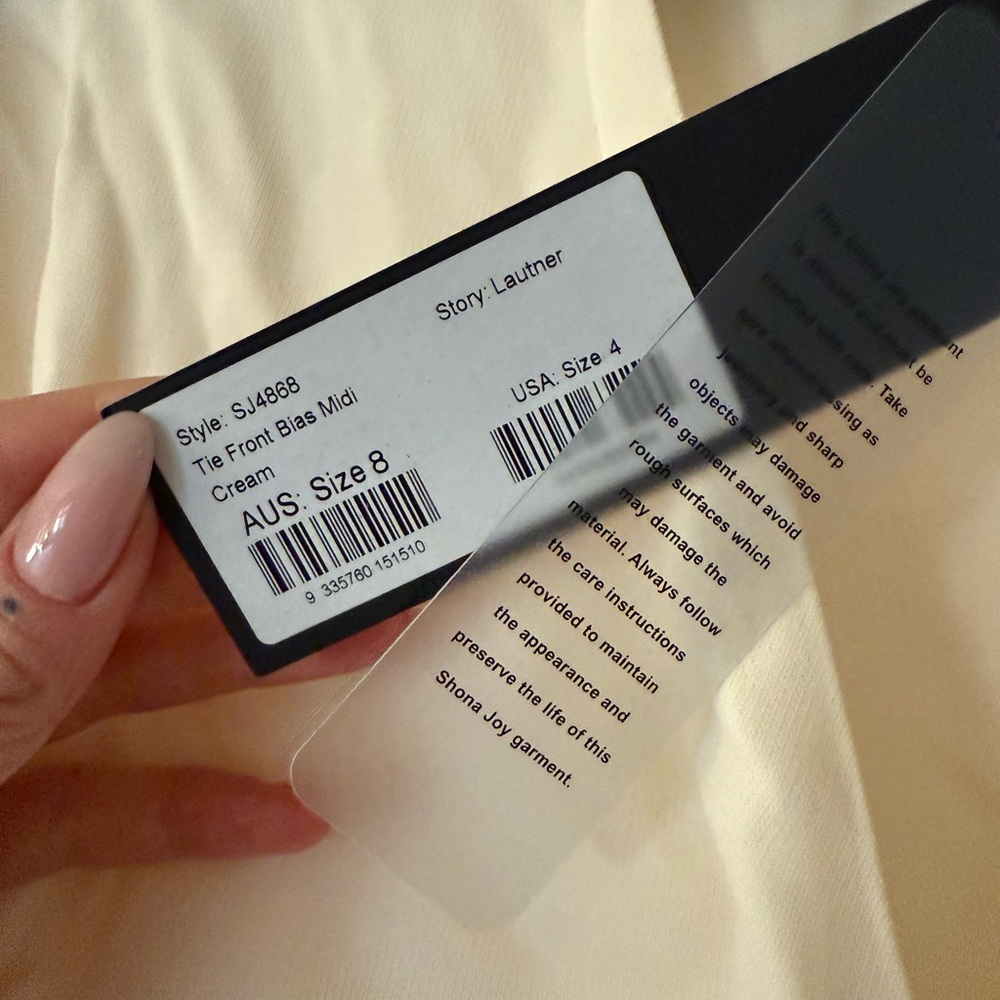 Shona Joy La Lune Tie Front Bias Midi Dress -  Cream - US size 4 NWT - Picture 7 of 9